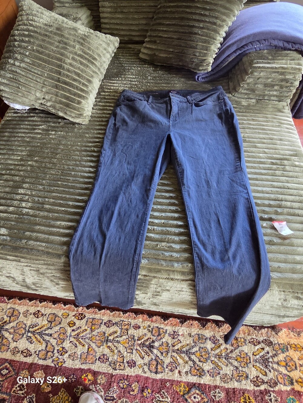 NYDJ Women's Dark Navy Corduroy Straight Leg Jeans